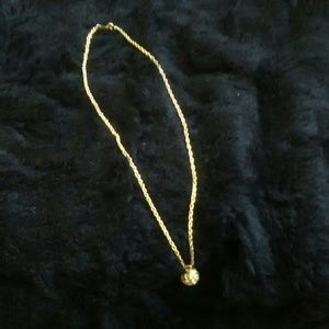 Gold Plated Link Necklace with Gold Crystal Ball